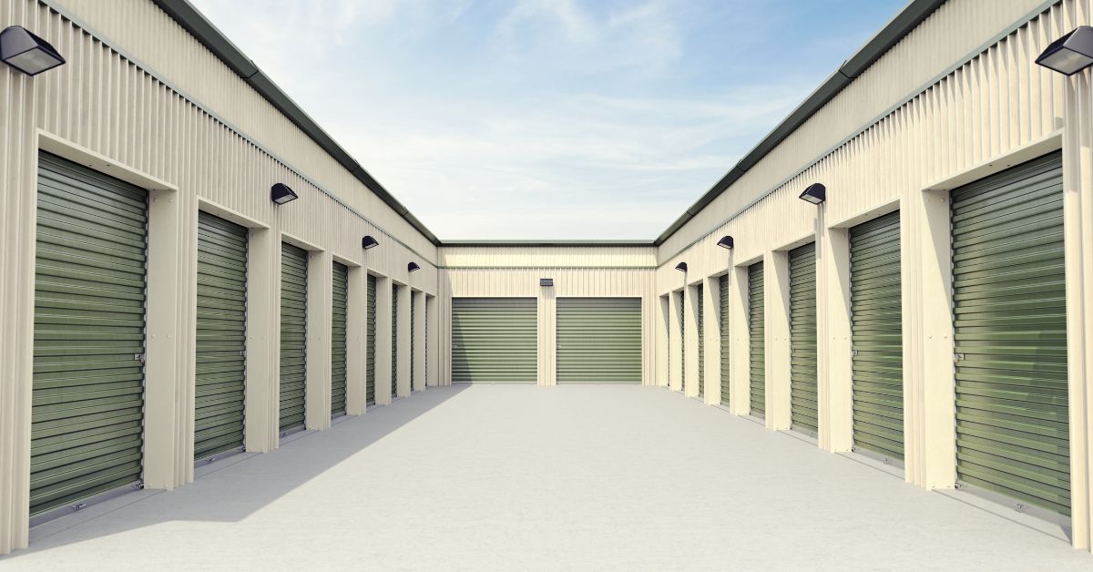 self storage facility with dark green doors - 247 Self Storage self storage