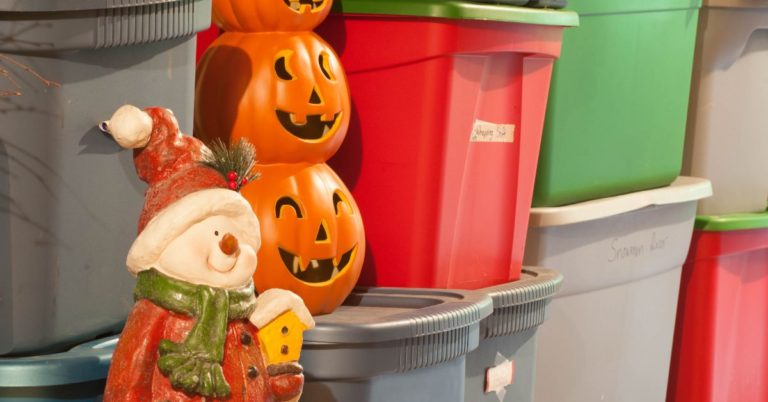 storage bins of holiday decorations - 247 Self Storage self storage