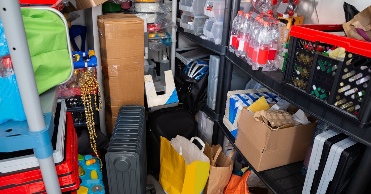 shelves of clutter and personal belongings - 247 Self Storage Self Storage