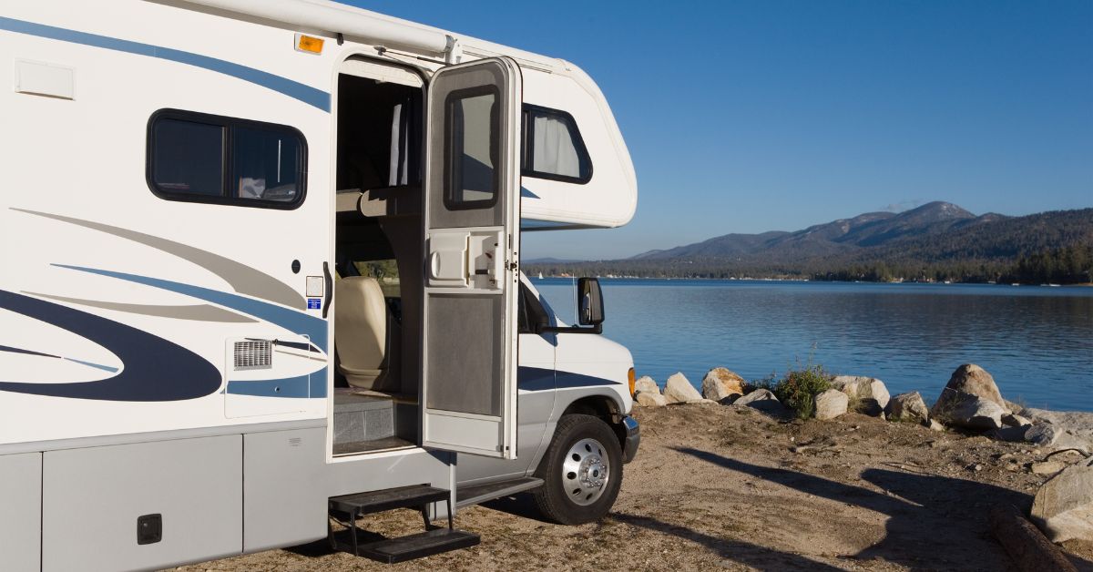 close up of RV near a lake - 247 Self Storage RV Storage Solutions