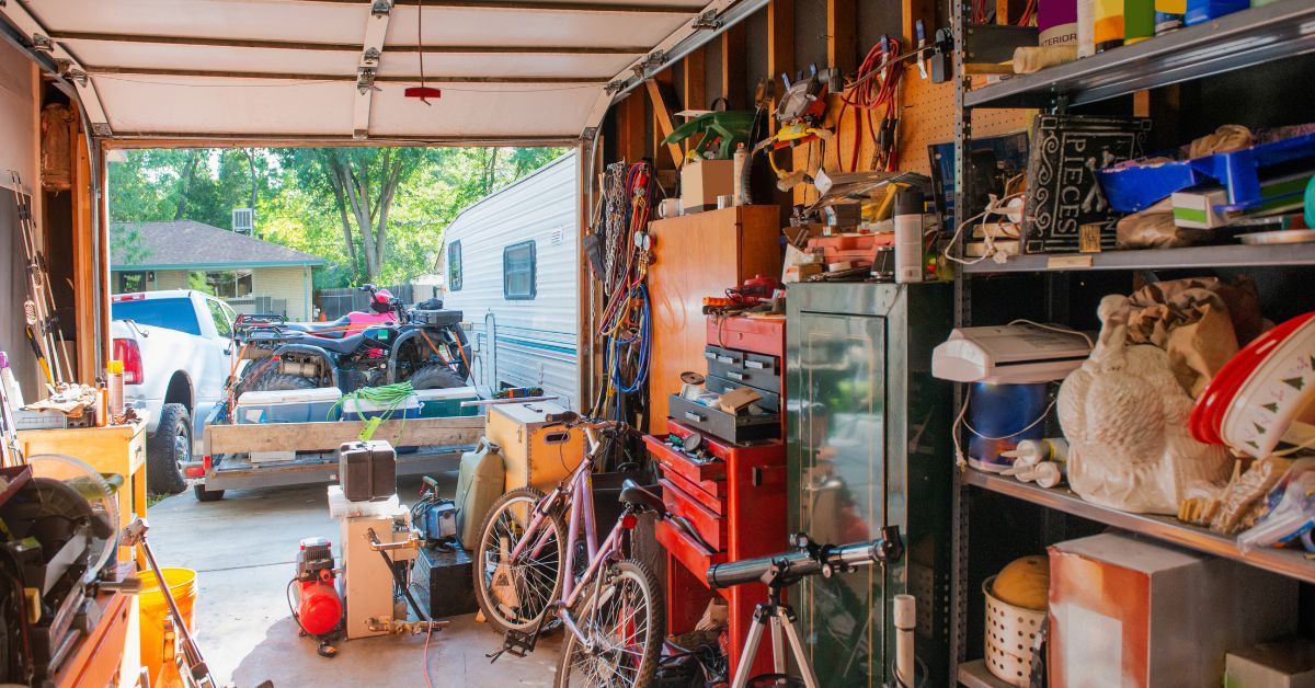 interior of garage full of clutter - 247 Self Storage Self Storage